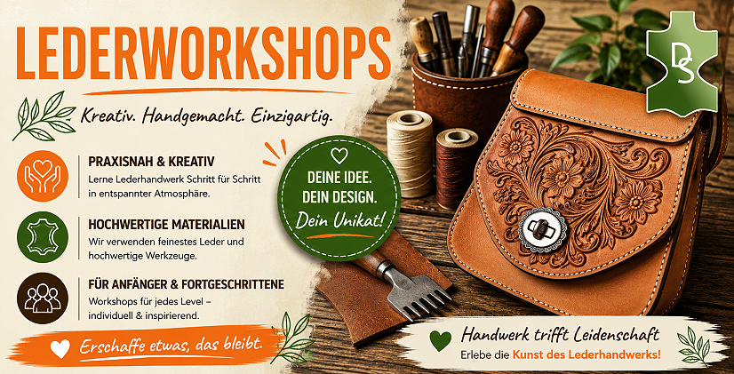 DS-Leder & Sattlerbedarf - Workshops & Lederkurse DS-Leder & Sattlerbedarf - Workshops & Lederkurse