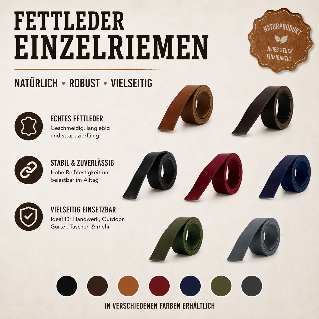 Fettleder Einzelriemen