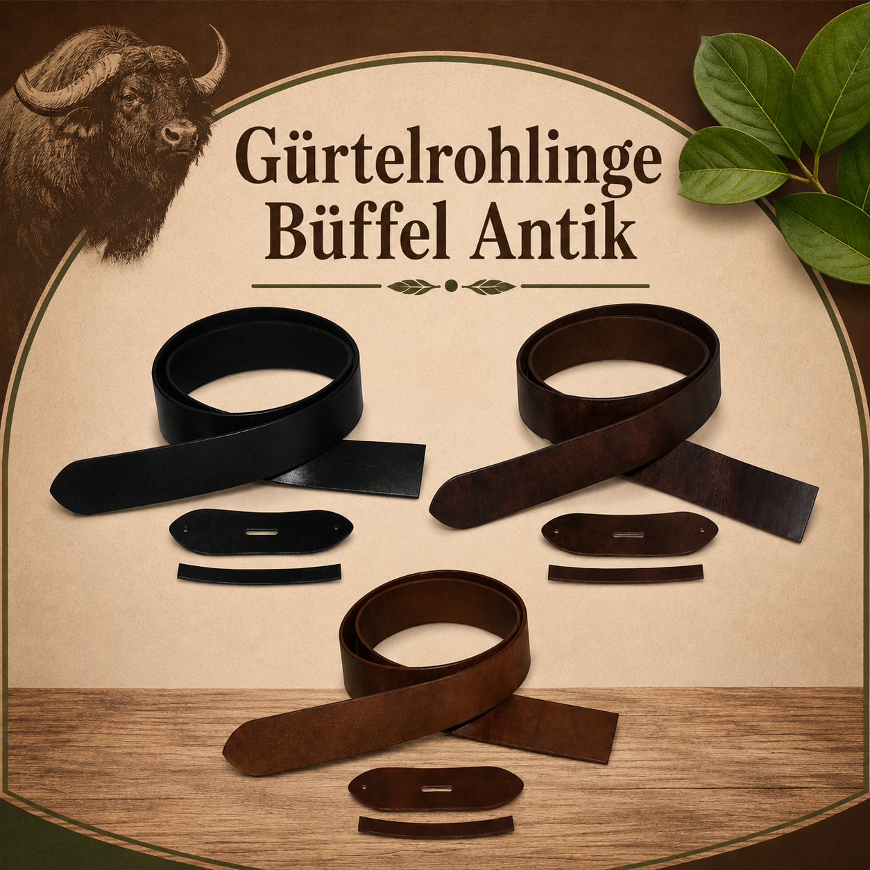 Gürtelrohlinge Büffel ANTIK