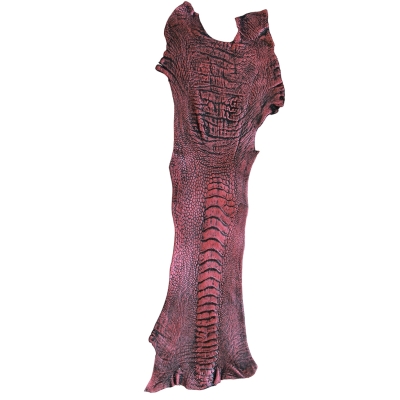 Straußenbeinleder - No. 32 - schwarz / kupfer gewischt