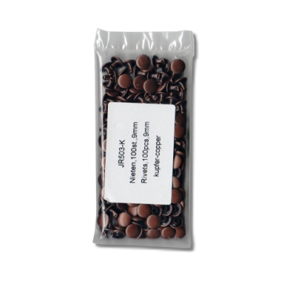 Hohlnieten 9mm - geschlossen - kupfer - rostfrei - 100er Pack