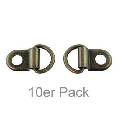 Schuhhaken mit beweglichem Ring - altmessing - 10er Pack