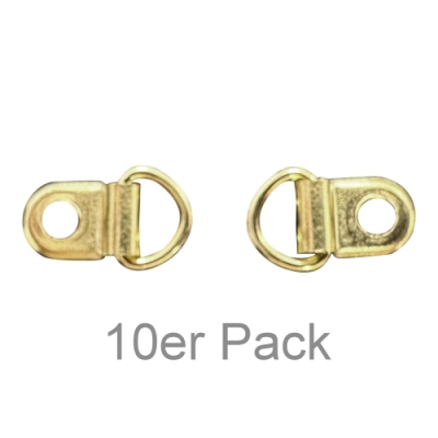 Schuhhaken mit beweglichem Ring - messingfarben - 10er Pack