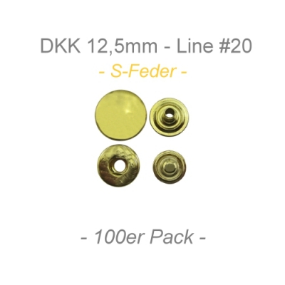 Druckknöpfe 12,5mm - S-Feder - messing - 100er Pack