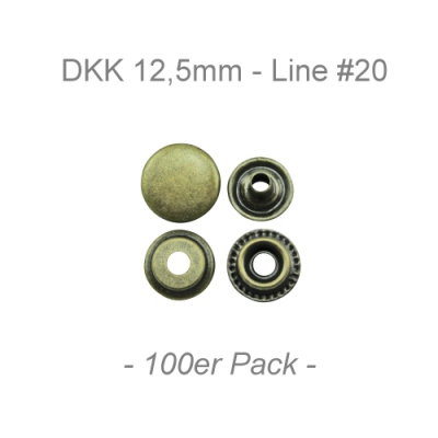 Druckknöpfe 12,5mm - Line #20 - antik messing - 100er Pack