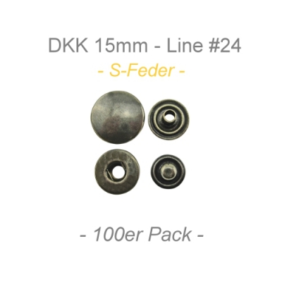 Druckknöpfe 15mm - S-Feder - antik messing - 100er Pack
