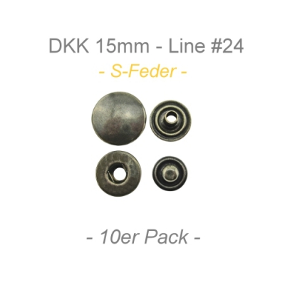 Druckknöpfe 15mm - S-Feder - antik messing - 10er Pack