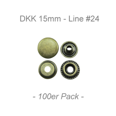Druckknöpfe 15mm - Line #24 - antik messing - 100er Pack