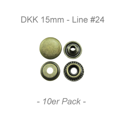 Druckknöpfe 15mm - Line #24 - antik messing - 10er Pack
