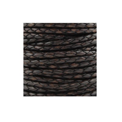Flechtrundriemen Ø6mm - Rolle - dunkelbraun antik