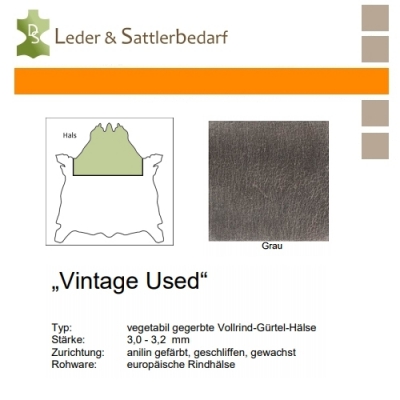 Vollrind-Gürtel-Hals Vintage-Used - grau