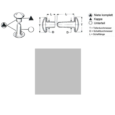 Hohlnieten 9mm - RIV-DT 34/8 - geschlossen - silber - 100er Pack