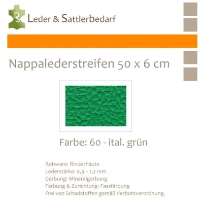 Nappalederstreifen 50 x 6 cm - 60 ital. grün