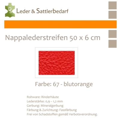 Nappalederstreifen 50 x 6 cm - 67 blutorange