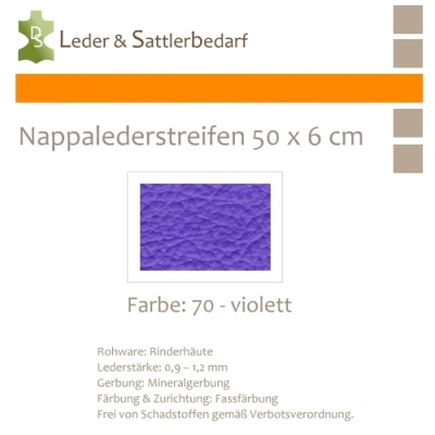 Nappalederstreifen 50 x 6 cm - 70 violett