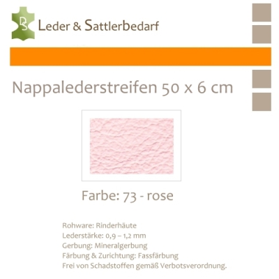Nappalederstreifen 50 x 6 cm - 73 rose