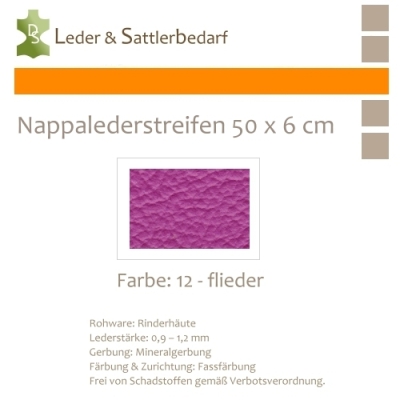 Nappalederstreifen 50 x 9 cm - 12 flieder