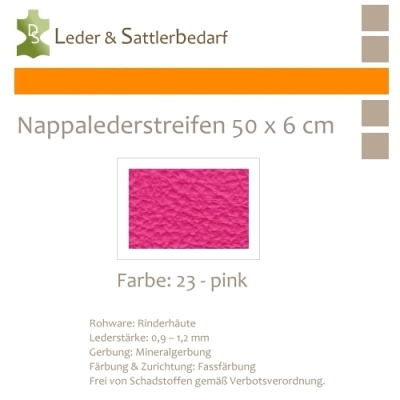 Nappalederstreifen 50 x 9 cm - 23 pink