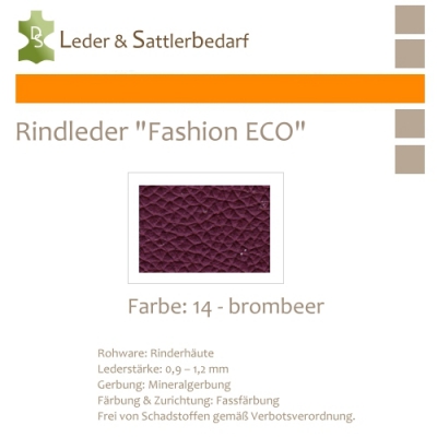 Rindleder Fashion-ECO - 1/4 Haut - 14 brombeer