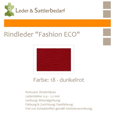 Rindleder Fashion-ECO - 1/4 Haut - 18 dunkelrot