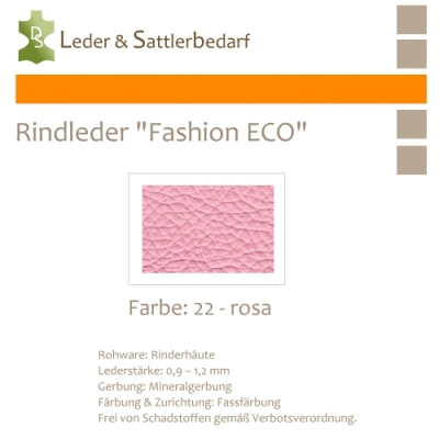 Rindleder Fashion-ECO - 1/4 Haut - 22 rosa