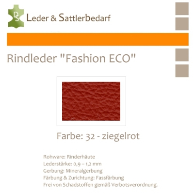 Rindleder Fashion-ECO - 1/4 Haut - 32 ziegelrot