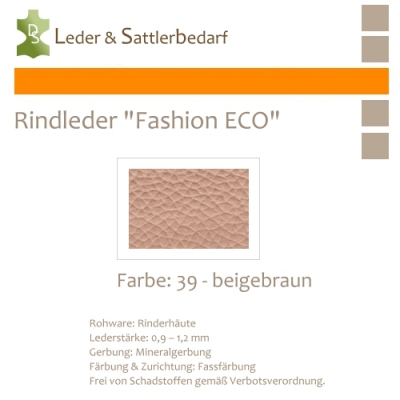 Rindleder Fashion-ECO - 1/4 Haut - 39 beigebraun