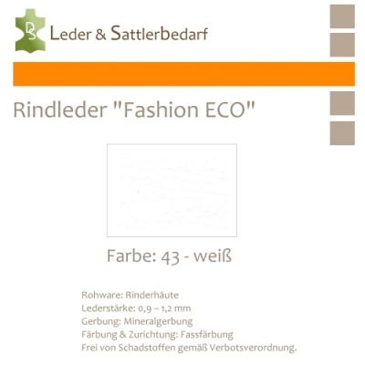 Rindleder Fashion-ECO - 1/4 Haut - 43 weiß