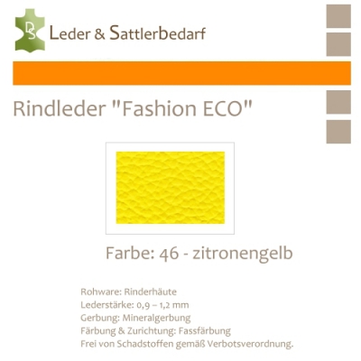 Rindleder Fashion-ECO - 1/4 Haut - 46 zitronengelb