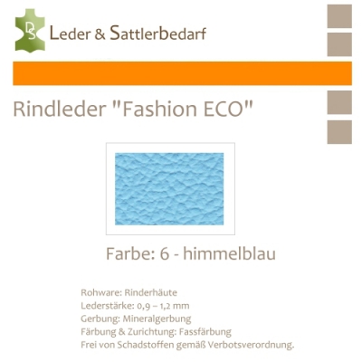 Rindleder Fashion-ECO - 1/4 Haut - 6 himmelblau