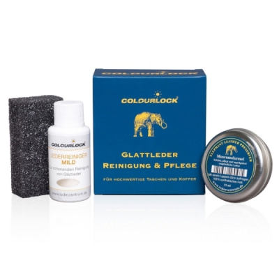COLOURLOCK® Handtaschen und Kofferpflege Set (30 ml Lederreiniger mild, 15 g Elephant Lederfett)