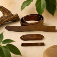 Gürtelrohling aus Büffel-Volleder WAXY mit Kappteil und Schlaufe - tan