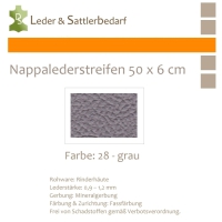 Nappalederstreifen 50 x 6 cm - 28 grau