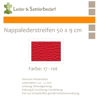 Nappalederstreifen 50 x 9 cm - 17 rot